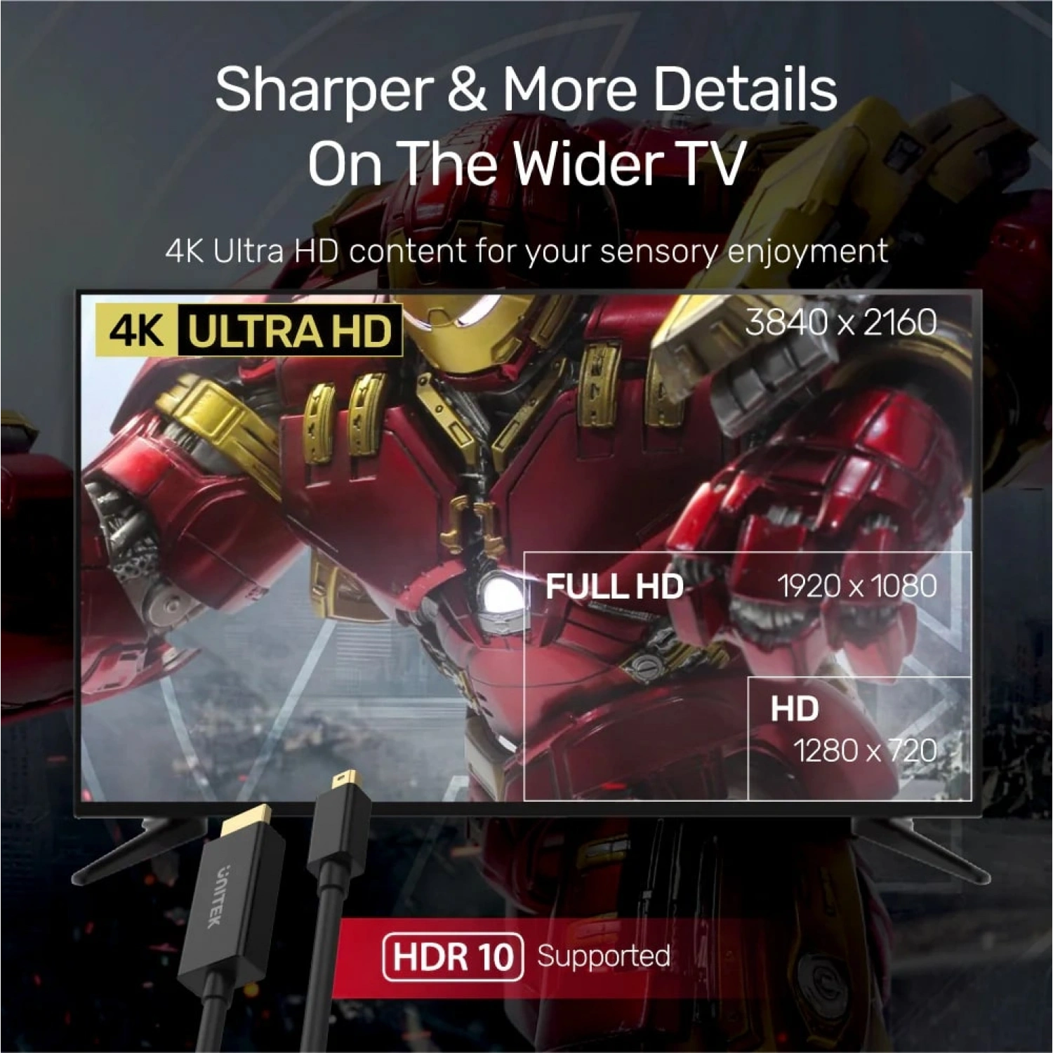 UNITEK MINIDISPLAY TO HDMI 4K&30Hz 2 MT (V1152A)