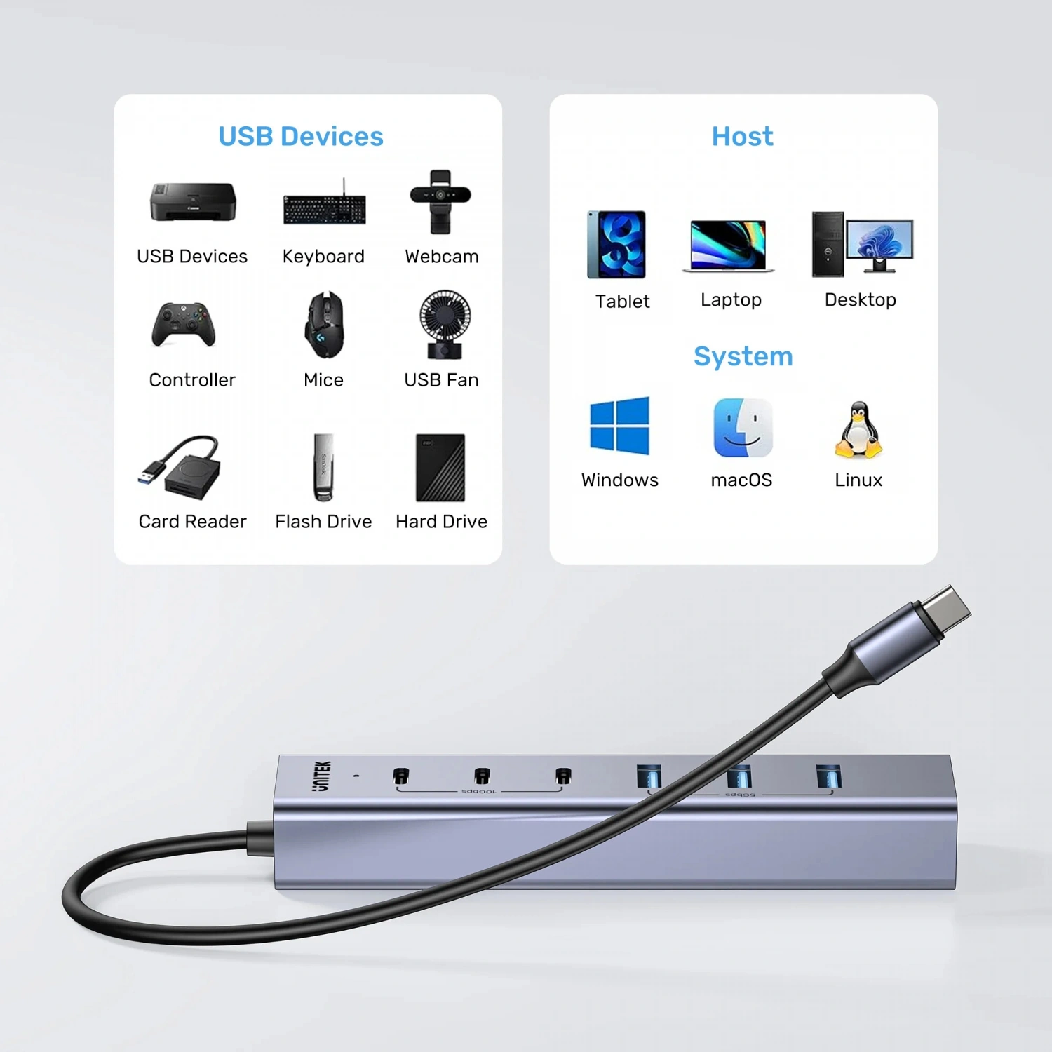 UNITEK UHUB S7+ 7in1 UNIVERSAL USB HUB (H1335AGY01-EU)