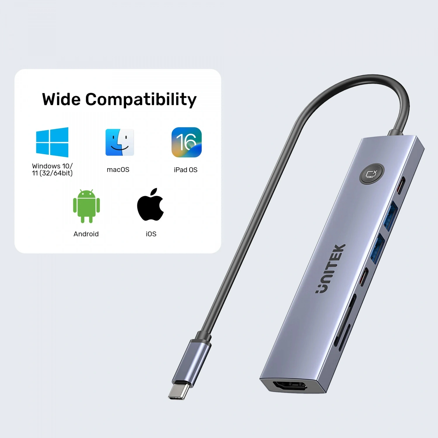 UNITEK UHUB S7 PRO 7-IN-1 5GBPS USB-C HUB (H1124AGY01)