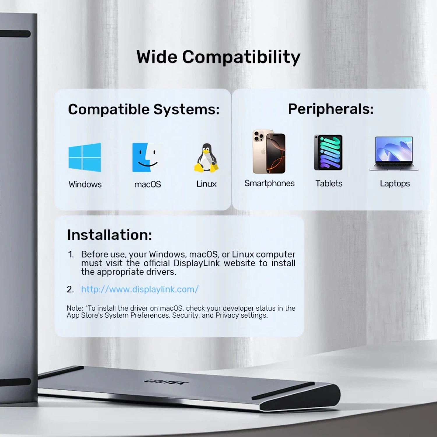 UNITEK UHUB11+ USB-C DISPLAYLINK 4K BAGLANTI ISTASYONU (D1147AGY01)