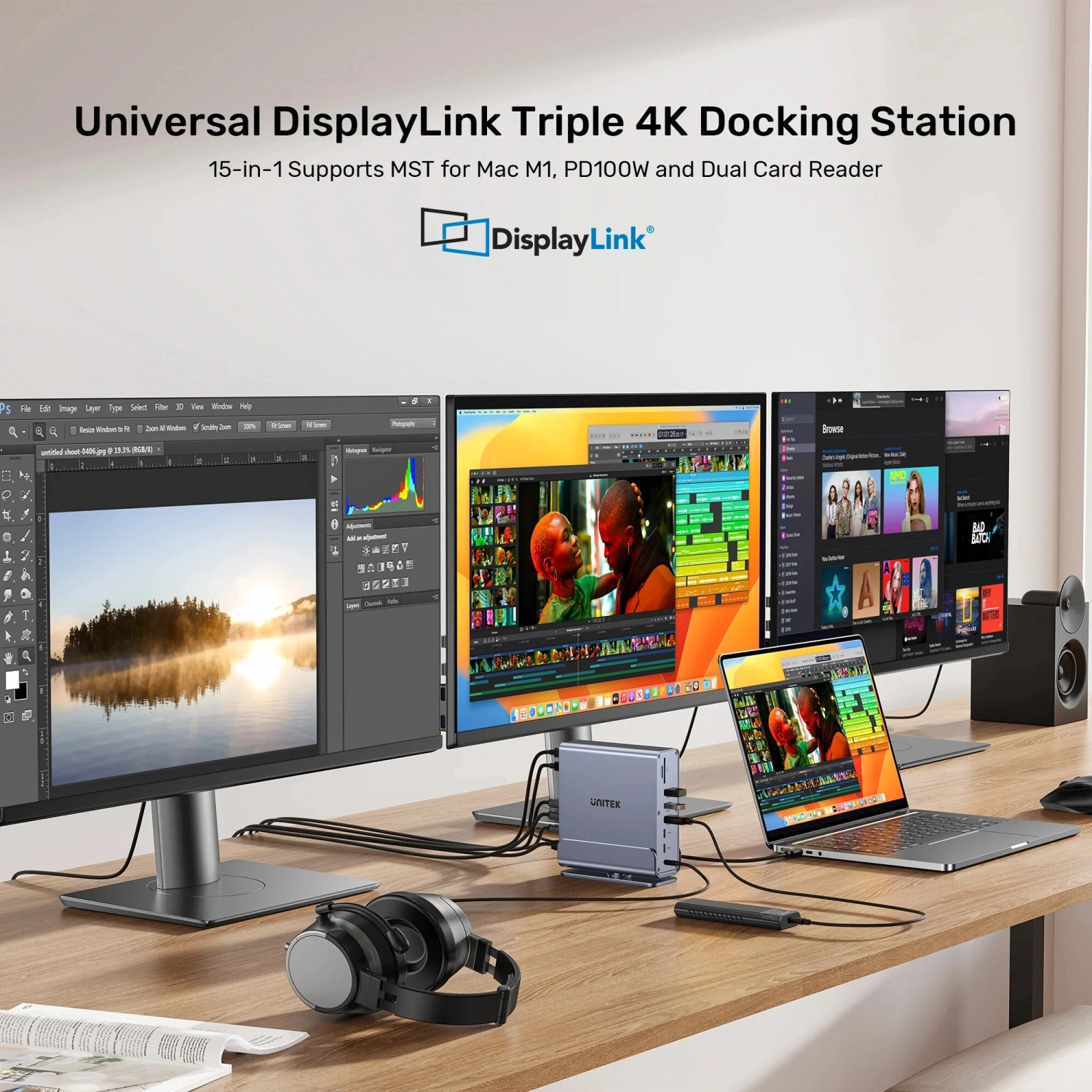 UNITEK UNIVERSAL DISPLAYLINK 4K KVM BAGLANTI ISTASYONU (D1135AGY01)