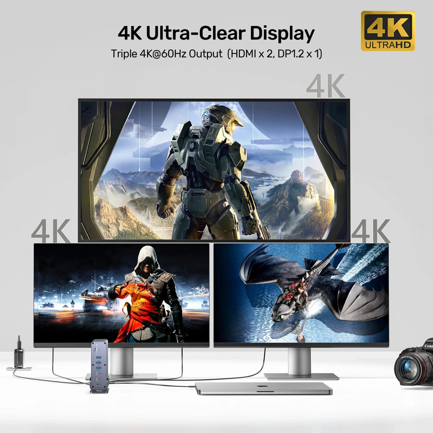 UNITEK UNIVERSAL DISPLAYLINK 4K KVM BAGLANTI ISTASYONU (D1135AGY01)