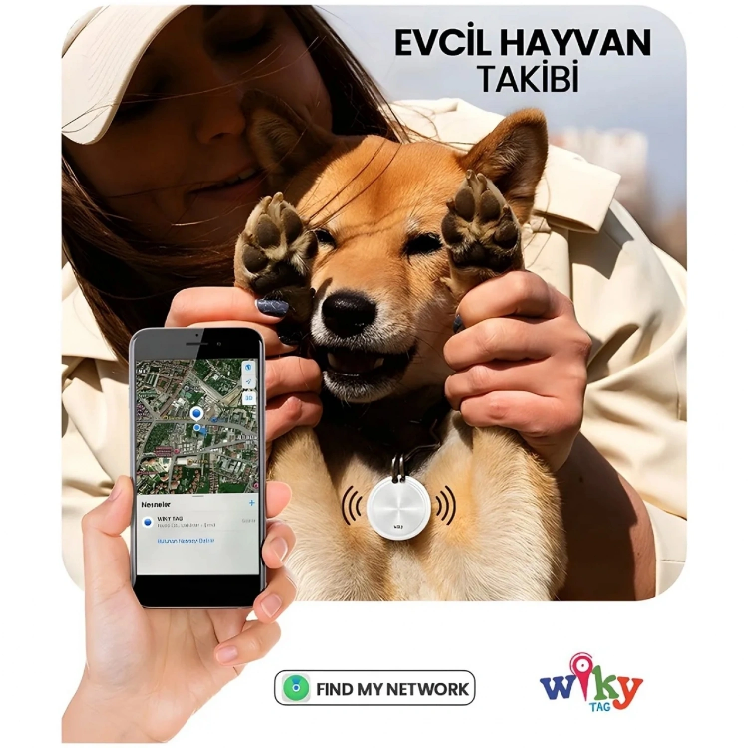 Wiky Tag Çocuk Smart Airtag - Akıllı Konum Takip Cihazı Mavi (APPLE UYUMLU)