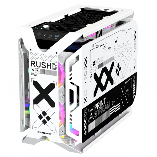 Hyper Rocket X-ERA Print Stream M-ATX 6 ARGB Fan Open Frame Oyuncu Kasası