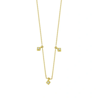 3 Taş Sallantılı Altın Zincir Kolye