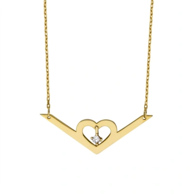 Taşlı Kalp Modern Gümüş Kolye