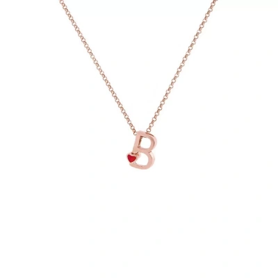 B Harfi Kalpli Gümüş Kolye