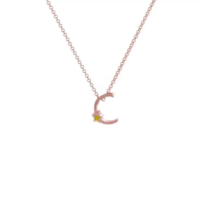 C Harfi Yıldızlı Gümüş Kolye