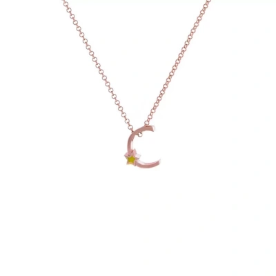 C Harfi Yıldızlı Gümüş Kolye