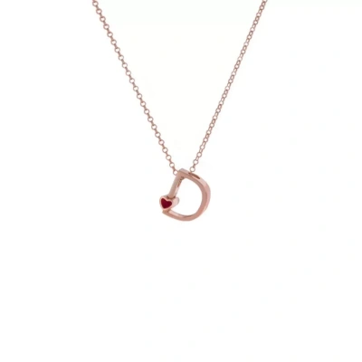 D Harfi Kalpli Gümüş Kolye