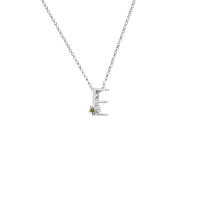 E Harfi Yıldızlı Gümüş Kolye