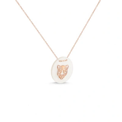 Elips Sedefli Aslan başı Kolye