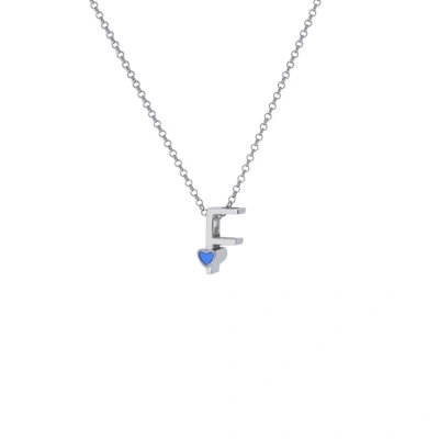 F Harfi Kalpli Gümüş Kolye