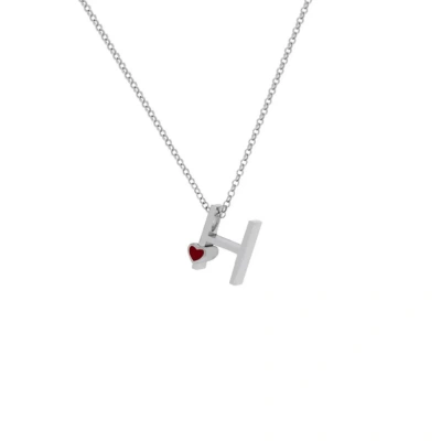H Harfi Kalpli Gümüş Kolye