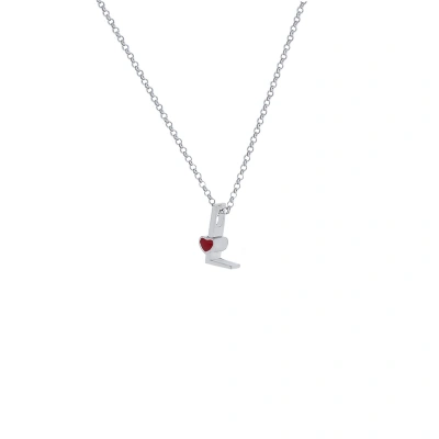 L Harfi Kalpli Gümüş Kolye