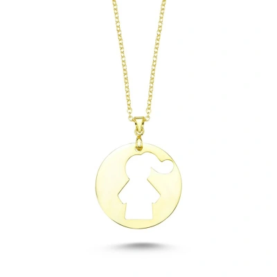 Lazer Kesim Kız Çocuk Figürlü Kolye