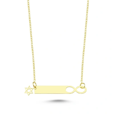 Lazer Kesim Yatay Plaka Simge ve Sonsuzluk Kolye