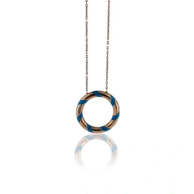 Mavi Mineli Halka Kolye