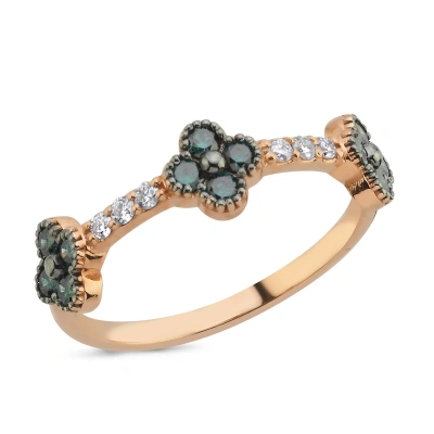 Mavi Pırlantalı Yonca Yüzük