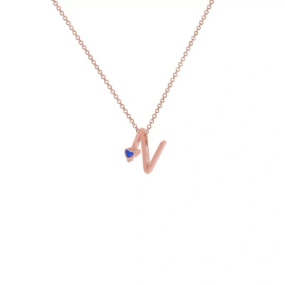 N Harfi Kalpli Gümüş Kolye