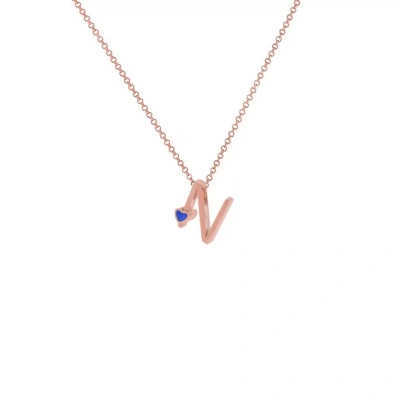 N Harfi Kalpli Gümüş Kolye