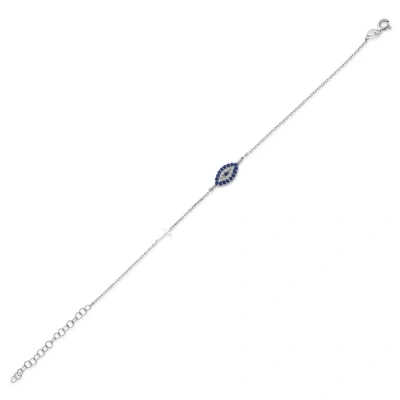 Nazar Bocuğu Göz Formlu Haç Bağlantılı Gümüş Bileklik