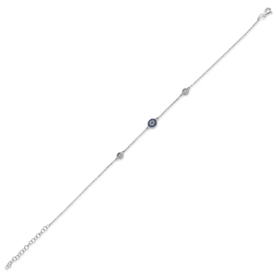 Nazar Bocuğu Yuvarlak Formlu Taşlı Gümüş Bileklik