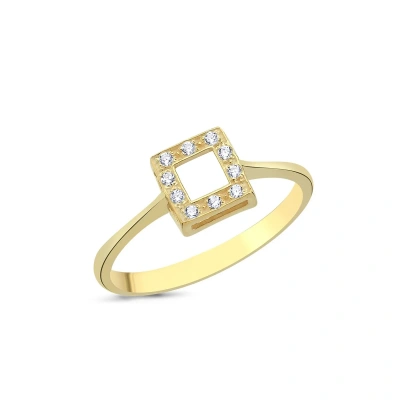 Pırlantalı Kare Pave Taşlı Yüzük