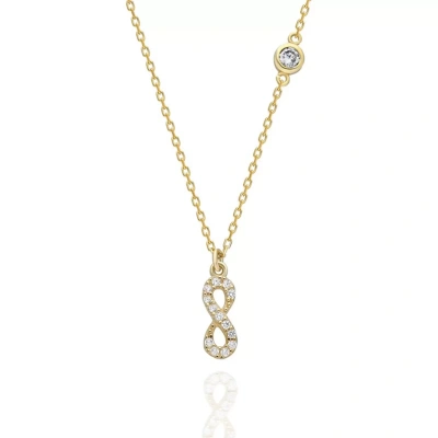 Taşlı Sonsuzluk Formlu Minimal Gümüş Kolye