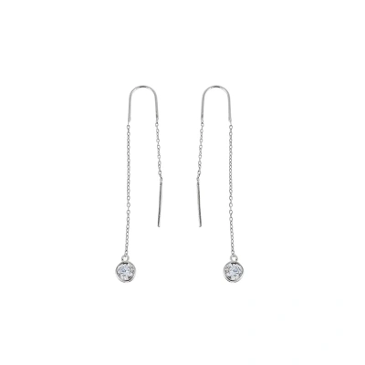 Tek Taş Sallantılı Geçirmeli Gümüş Küpe