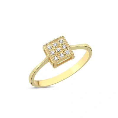 Tektaş Pırlantalı Kare Taşlı Yüzük 0,045ct