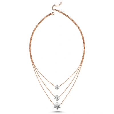 Üç Sıra Kar Tanesi Gümüş Kolye