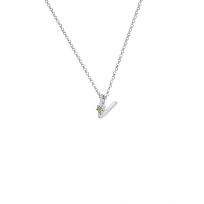 V Harfi Yıldızlı Gümüş Kolye