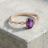 Ametist Moru Oval Taşlı Pırlanta Yüzük