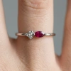 Yakut Kırmızısı Markiz Taşlı Pırlanta Yüzük