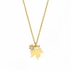 Modern Silver Necklace with Plane Tree Leaf and Stone Snowflake