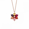 Modernes Blumenförmiges Silber Collier mit Bunten Steinen