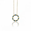 Blauer Emaille Creolen Kette