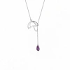 Umbrella Raindrop Silver Necklace
