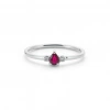 Minimal Yakut Kırmızısı Damla Taşlı Pırlanta Yüzük