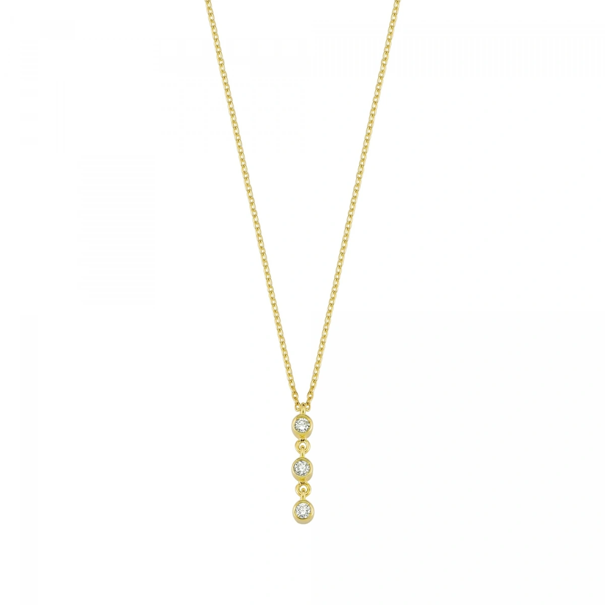 3 Taş Sallantılı Altın Kolye