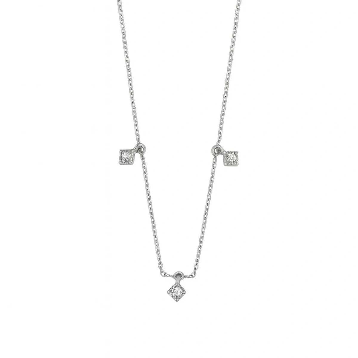 3 Taş Sallantılı Altın Zincir Kolye