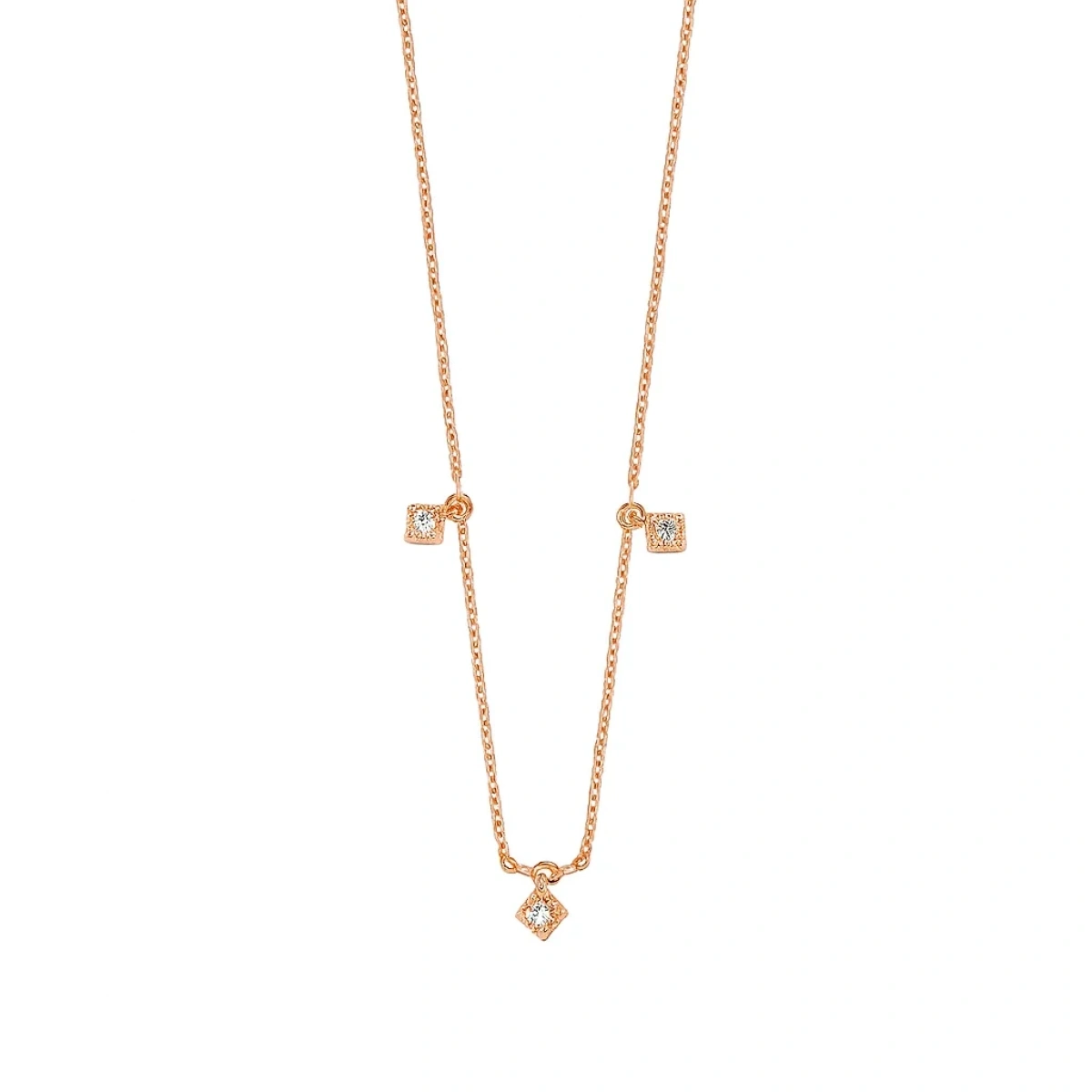 3 Taş Sallantılı Altın Zincir Kolye