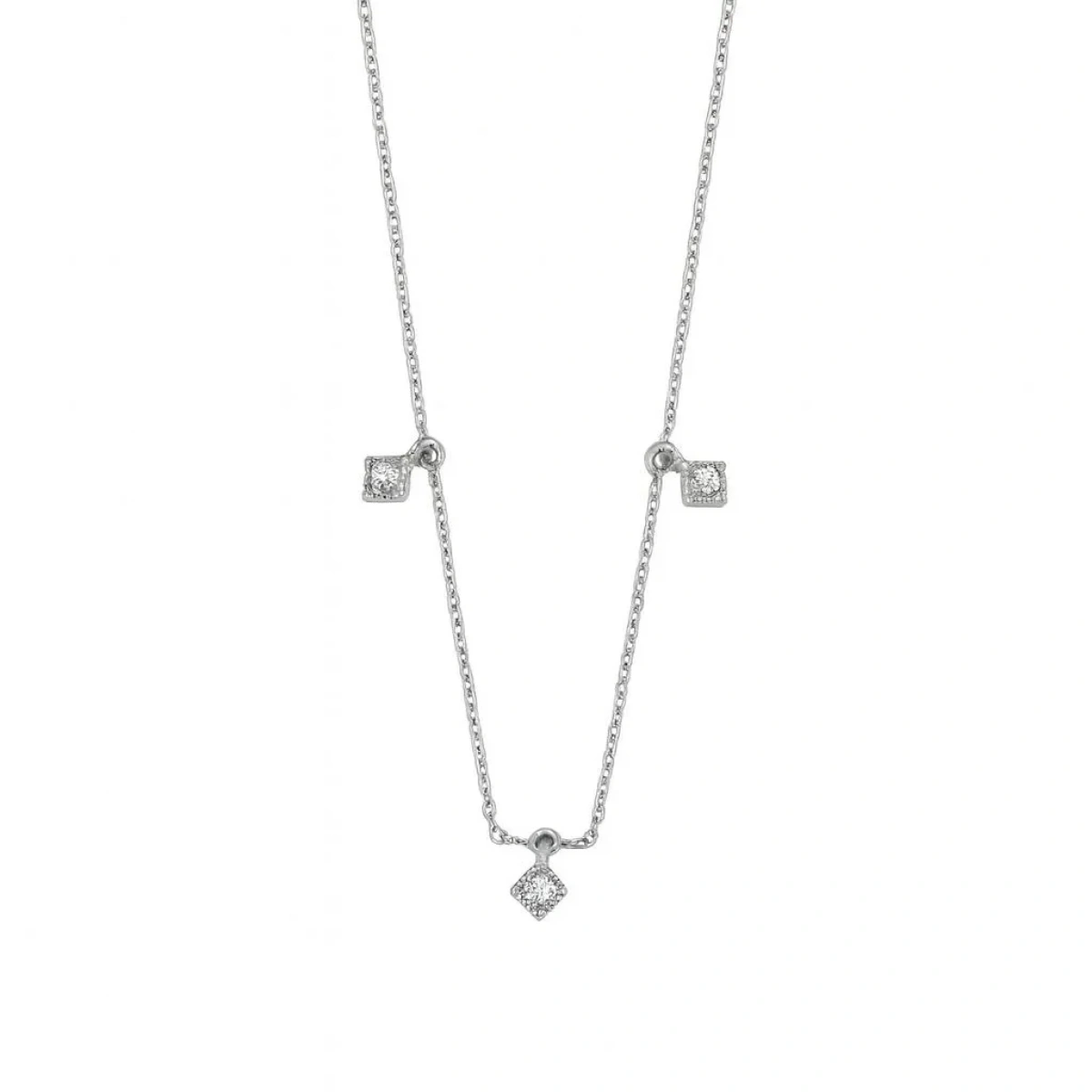 3 Taş Sallantılı Altın Zincir Kolye