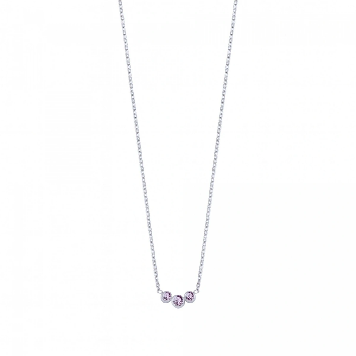 3 Taşlı Mor Rengarenk Altın Kolye