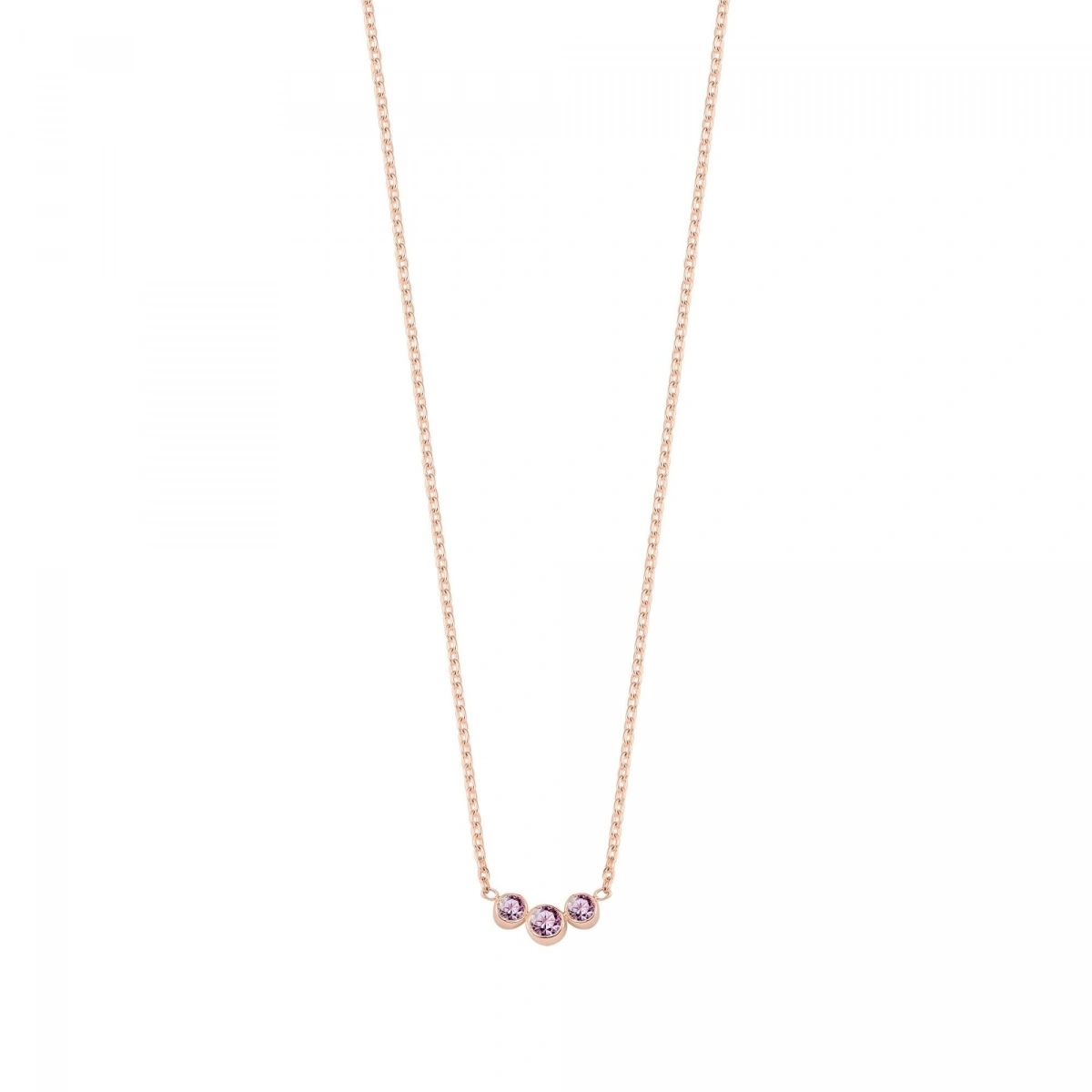 3 Taşlı Mor Rengarenk Altın Kolye