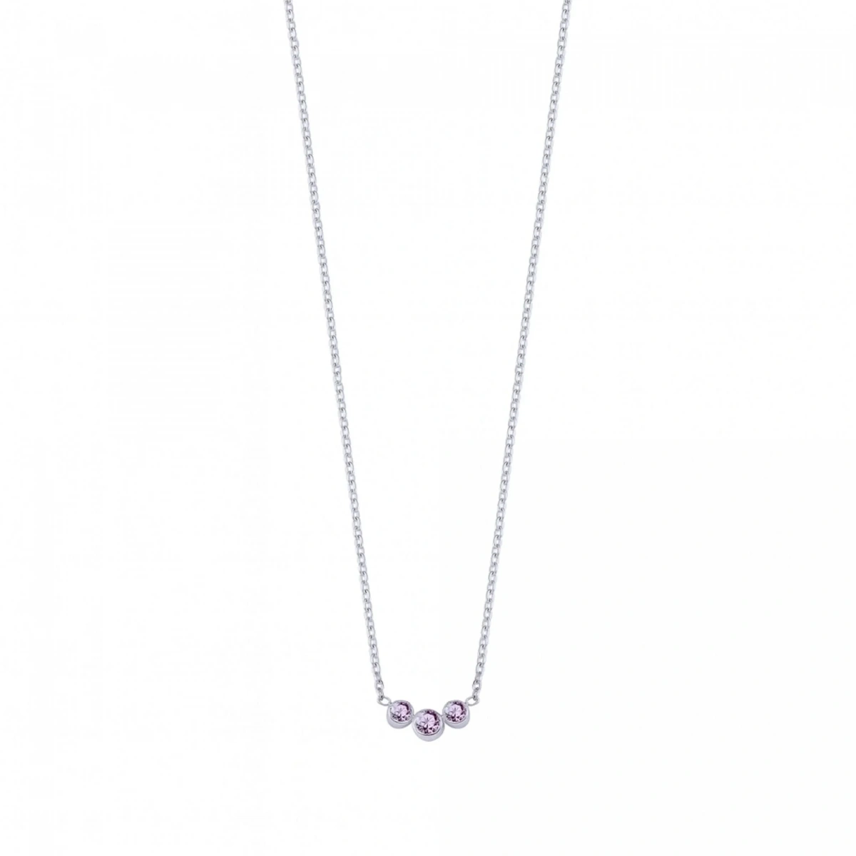 3 Taşlı Mor Rengarenk Altın Kolye