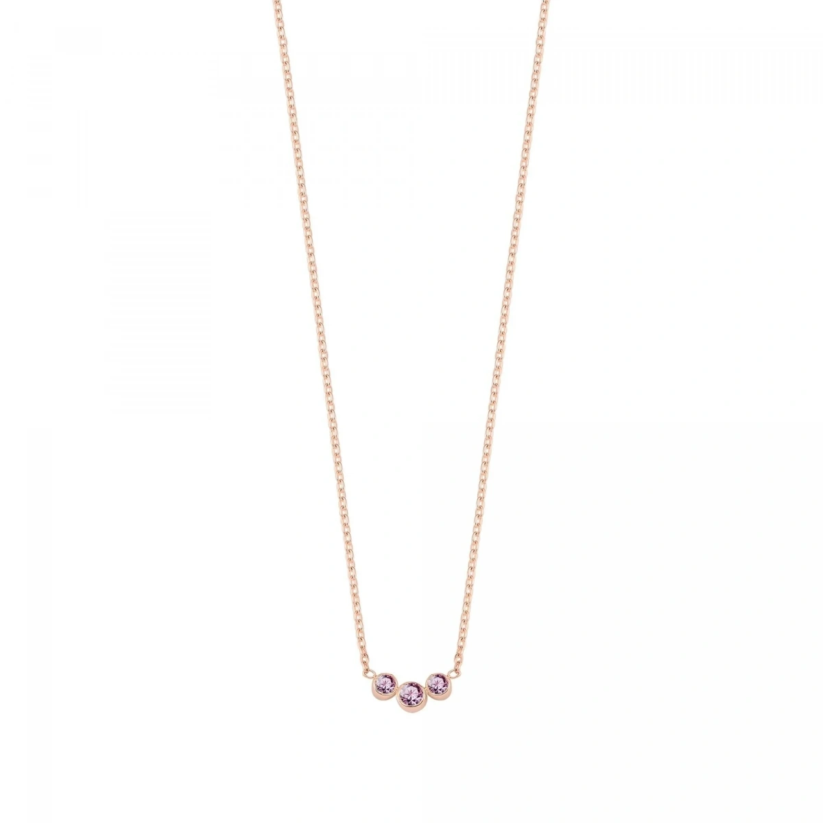 3 Taşlı Mor Rengarenk Altın Kolye