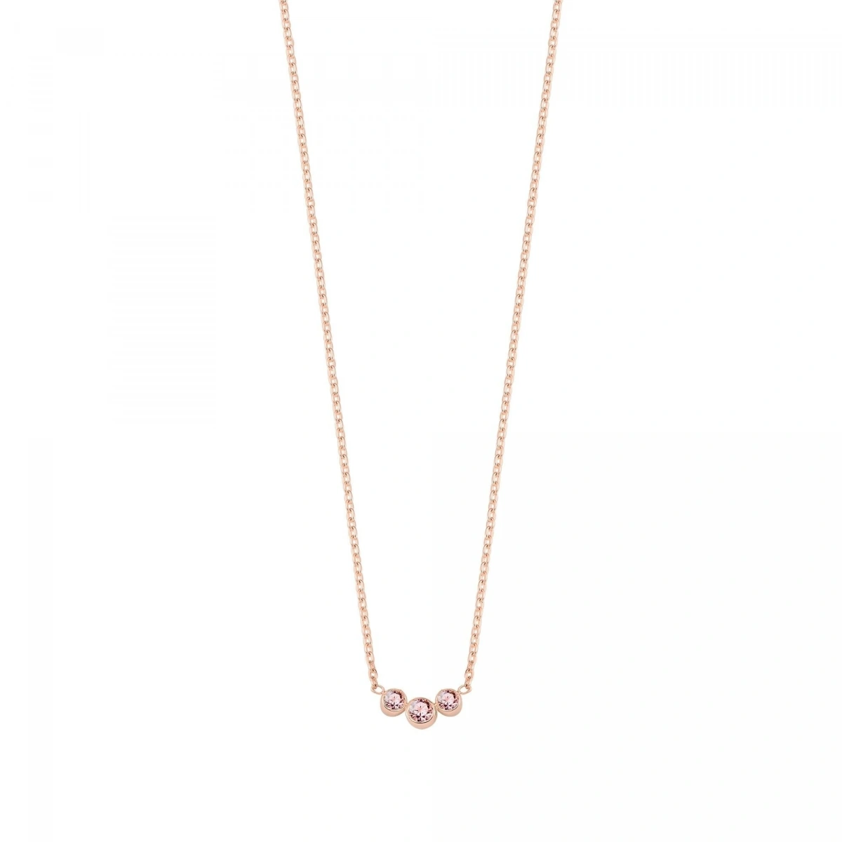 3 Taşlı Pembe Rengarenk Altın Kolye