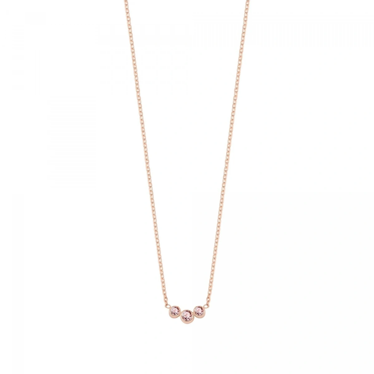 3 Taşlı Pembe Rengarenk Altın Kolye